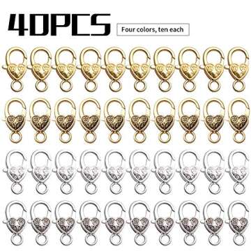 Heart Lobster Claw Clasps, 40pcs Tibetan Alloy Heart Lobster Claw Clasps Hooks Vintage Antique Heart...