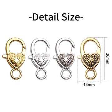 Heart Lobster Claw Clasps 40pcs for Jewelry Making