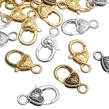 Heart Lobster Claw Clasps 40pcs for Jewelry Making