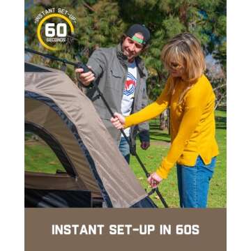 FanttikOutdoor Zeta C4 Pro Camping Tent 4 Person Instant Cabin Tent Setup in 60 Seconds with Rainfly & Windproof Portable with Carry Bag for Family Camping & Hiking, Upgraded Ventilation