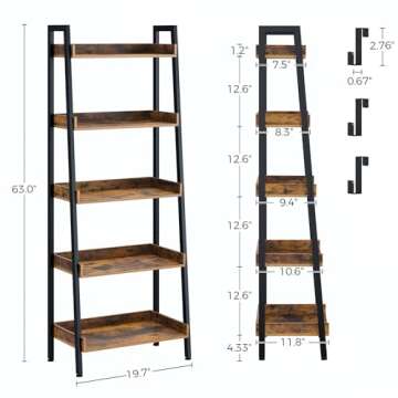 Rolanstar 5 Tier Ladder Bookshelf for Stylish Storage