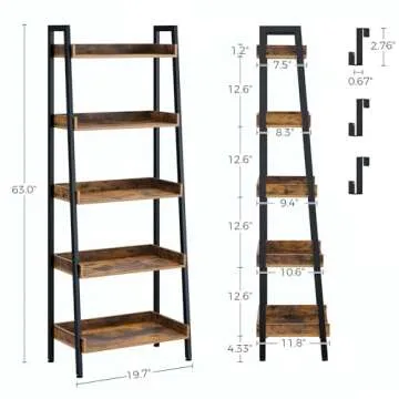 Rolanstar 5 Tier Ladder Bookshelf for Stylish Storage