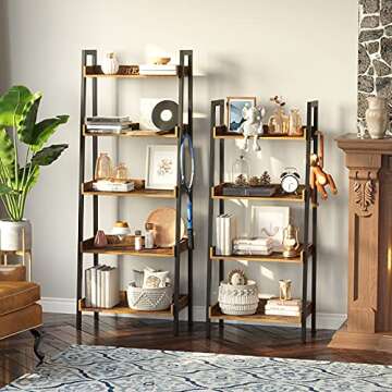 Rolanstar 5 Tier Ladder Bookshelf for Stylish Storage