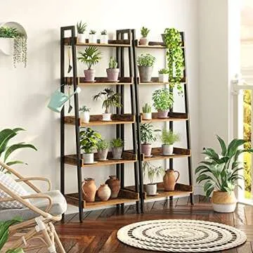 Rolanstar 5 Tier Ladder Bookshelf for Stylish Storage