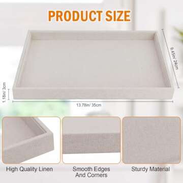 JETEHO Jewelry Tray for Drawers Linen Jewelry Display Tray Stackable Jewelry Trays Stackable Jewelry Organizer Trays for Necklace Bracelet Ring Watch Tray Felt Jewelry Tray(2 Pack)