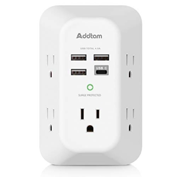 Addtam Surge Protector with 5 Outlets & USB Ports