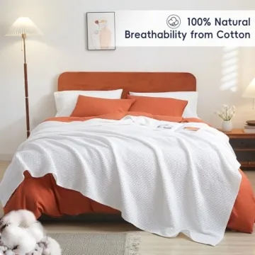 PHF 100% Cotton Waffle Weave Blanket for All Seasons