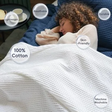 PHF 100% Cotton Waffle Weave Blanket for All Seasons