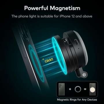 RALENO Magnetic Selfie Light for MagSafe iPhone - 350Lux/0.5m with Stand Function
