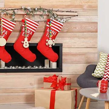 8 Pieces Christmas Tree Wood Bead Hanging Decor Xmas Wooden Bead Garlands Ornaments Rustic Farmhouse Beads Pendants Farmhouse Boho Decor for Christmas Tree Ornaments Decor