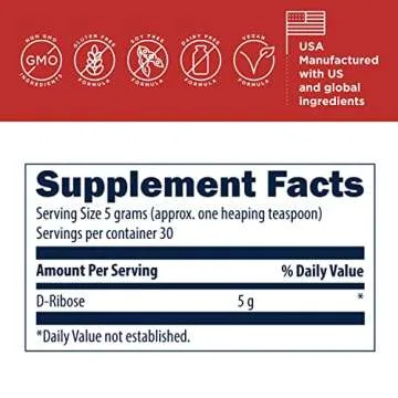 Designs for Health D-Ribose Powder - 5000mg Pure D-Ribose Supplement - May Support Athletes, Workouts, Energy + Muscles - Non-GMO Drink Mix Powder, No Added Sugar (30 Servings / 150g)