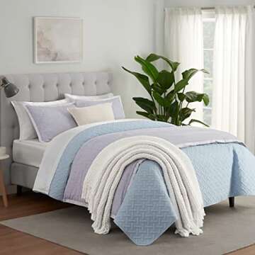 Serta ComfortSure Soft 3-Piece Full/Queen Quilt Bedding Set, Includes Bedspread/Coverlet and Pillow ...
