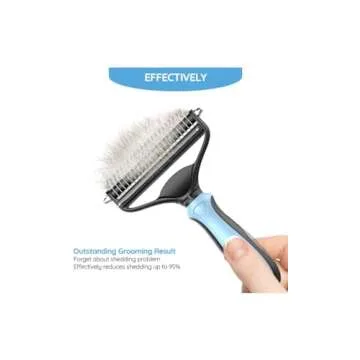 Cat & Dog Brush for Shedding - Dog Shedding Brush for Pet Grooming Tools - Double Coat Dog Brushes for Grooming - 2 in 1 Dog Deshedding Brush & Undercoat Rake for Dogs - Cat Hair Brush Deshedder(Blue)