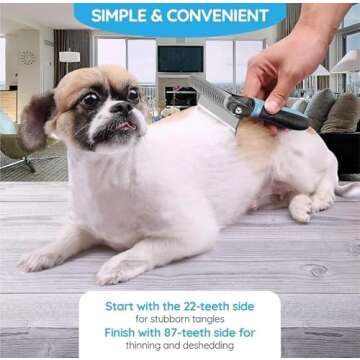 Cat & Dog Brush for Shedding - Dog Shedding Brush for Pet Grooming Tools - Double Coat Dog Brushes for Grooming - 2 in 1 Dog Deshedding Brush & Undercoat Rake for Dogs - Cat Hair Brush Deshedder(Blue)