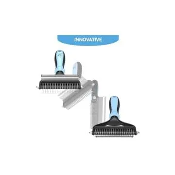 Cat & Dog Brush for Shedding - Dog Shedding Brush for Pet Grooming Tools - Double Coat Dog Brushes for Grooming - 2 in 1 Dog Deshedding Brush & Undercoat Rake for Dogs - Cat Hair Brush Deshedder(Blue)