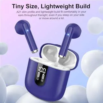 Wireless Earbuds 2024 Bluetooth 5.3 Headphones with HD Mic HiFi Stereo Sound, Wireless Earphones with Dual LED Display Touch Control, IPX7 Waterproof 30H Playtime Ear Buds for iOS Android, Dunkelblau