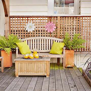 YEAHOME Metal Flower Wall Decor,10.5 inch Wall Art Decorations Rustic Home Decor Aesthetic for Bathroom, Bedroom, Living Room, Office, Boho Art, 2 Pack Indoor Outdoor Patio Garden Decor(PINK)