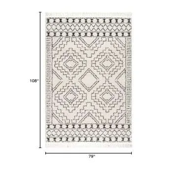 nuLOOM Vasiliki Moroccan Shag Tasseled Area Rug - Stylish, Kid & Pet Friendly 7x9 Off-white