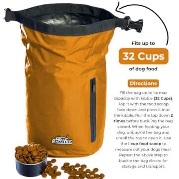 Callieco Waterproof Dog Food Bag with Side Pocket
