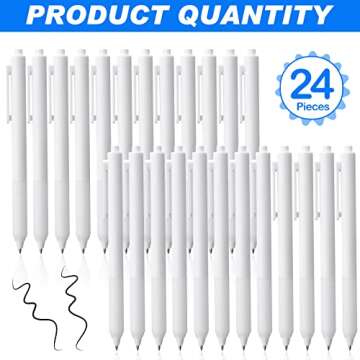 24 Pieces Retractable Gel Pens 0.5 mm Fine Point Ballpoint Rollerball Pens Refillable Long Lasting Smooth Black Ink Fine Point Pen with Comfortable Rubber Grip for Writing Office (White Rod)