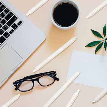 24 Pieces Retractable Gel Pens 0.5 mm Fine Point Ballpoint Rollerball Pens Refillable Long Lasting Smooth Black Ink Fine Point Pen with Comfortable Rubber Grip for Writing Office (White Rod)