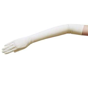 ZaZa Bridal 19.5" Long Stretch Dull Matte Satin Gloves No Shine, Elegant Look-Off White