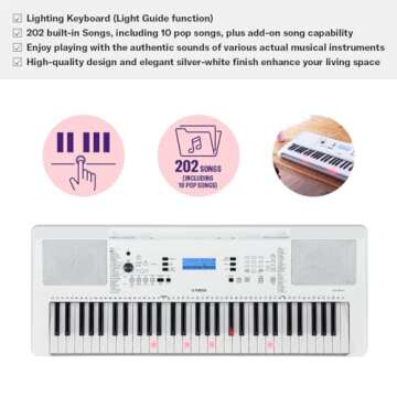 Yamaha EZ300 61-Key Portable Keyboard with Lighted Keys and PA130 Power Adapter