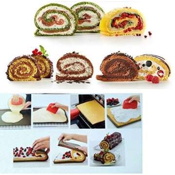Swiss Roll Mold- Silicone Baking Sheet Mat Jelly Roll Pan Flexible Baking Tray Pastry Mat Cookies Mold
