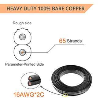 UBOORY 16/2 Low Voltage Landscape Wire, 16 Gauge 2 Conductor 250 Feet, Outdoor Direct Burial Electri...