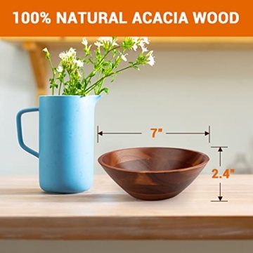Acacia Wooden Serving Bowls Set Eco-Friendly Elegant