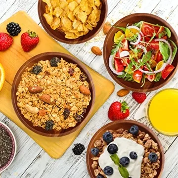Acacia Wooden Serving Bowls Set Eco-Friendly Elegant