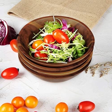 Acacia Wooden Serving Bowls Set Eco-Friendly Elegant