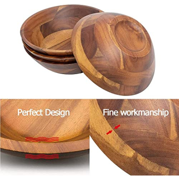Acacia Wooden Serving Bowls Set Eco-Friendly Elegant