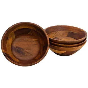 Acacia Wooden Serving Bowls Set Eco-Friendly Elegant