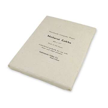 Handmade Lokta Vintage 8.5x11" Printer Paper for Laser and Inkjet Printing (100 Sheets, Natural)