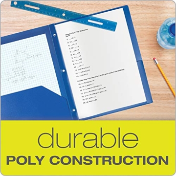 Oxford 2 Pocket Folders with Fasteners, Sturdy Plastic Folders, Letter Size, Asstd. Colors (Blue, Green, Yellow, Orange, Red, Purple), 6 Pack (13189)