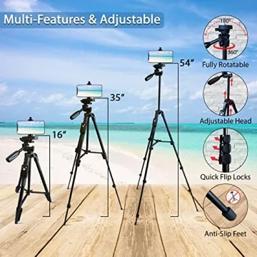 Fugetek 54" Lightweight Phone Tripod with Bluetooth Remote