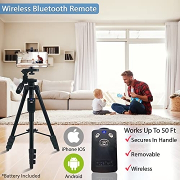 Fugetek 54" Lightweight Phone Tripod with Bluetooth Remote