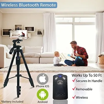 Fugetek 54" Lightweight Phone Tripod with Bluetooth Remote