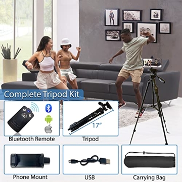 Fugetek 54" Lightweight Phone Tripod with Bluetooth Remote