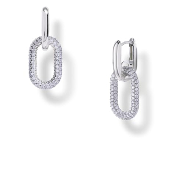 OZEL CZ Chain Link Dangle Earrings - 14K Gold or Silver Plated