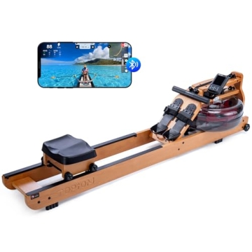 TOPIOM Water Rowing Machine for Home Use, Solid Wood Rower Machine with Upgraded Handle and Adjustab...