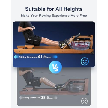 TOPIOM Solid Wood Water Rowing Machine with Bluetooth