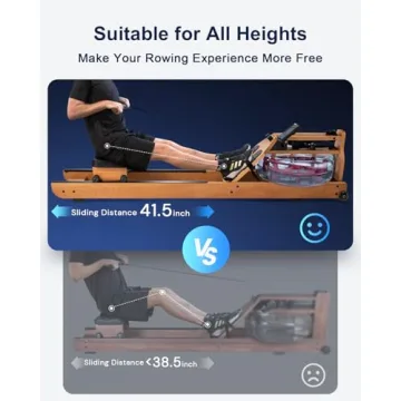 TOPIOM Solid Wood Water Rowing Machine with Bluetooth