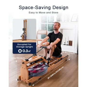 TOPIOM Solid Wood Water Rowing Machine with Bluetooth