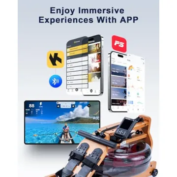 TOPIOM Solid Wood Water Rowing Machine with Bluetooth