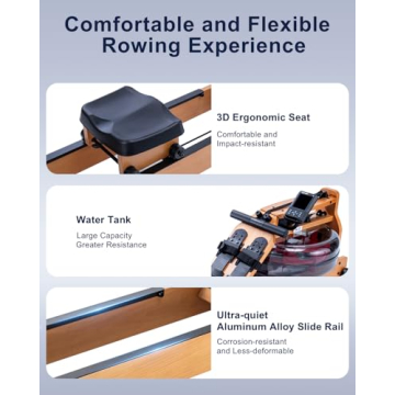 TOPIOM Solid Wood Water Rowing Machine with Bluetooth