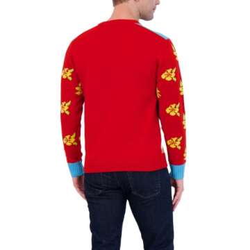 Holiday Hype Women's Festive Ugly Christmas Holiday Party Pull Over Sweater, Ukelele Beach Santa, Large