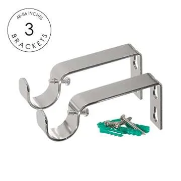 Ivilon Decorative Window Curtain Rod - Chrome Finish, Adjustable 48-86 Inch