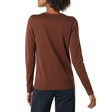 Amazon Essentials Women's Lightweight V-Neck Cardigan Sweater (Available in Plus Size), Brown, X-Small